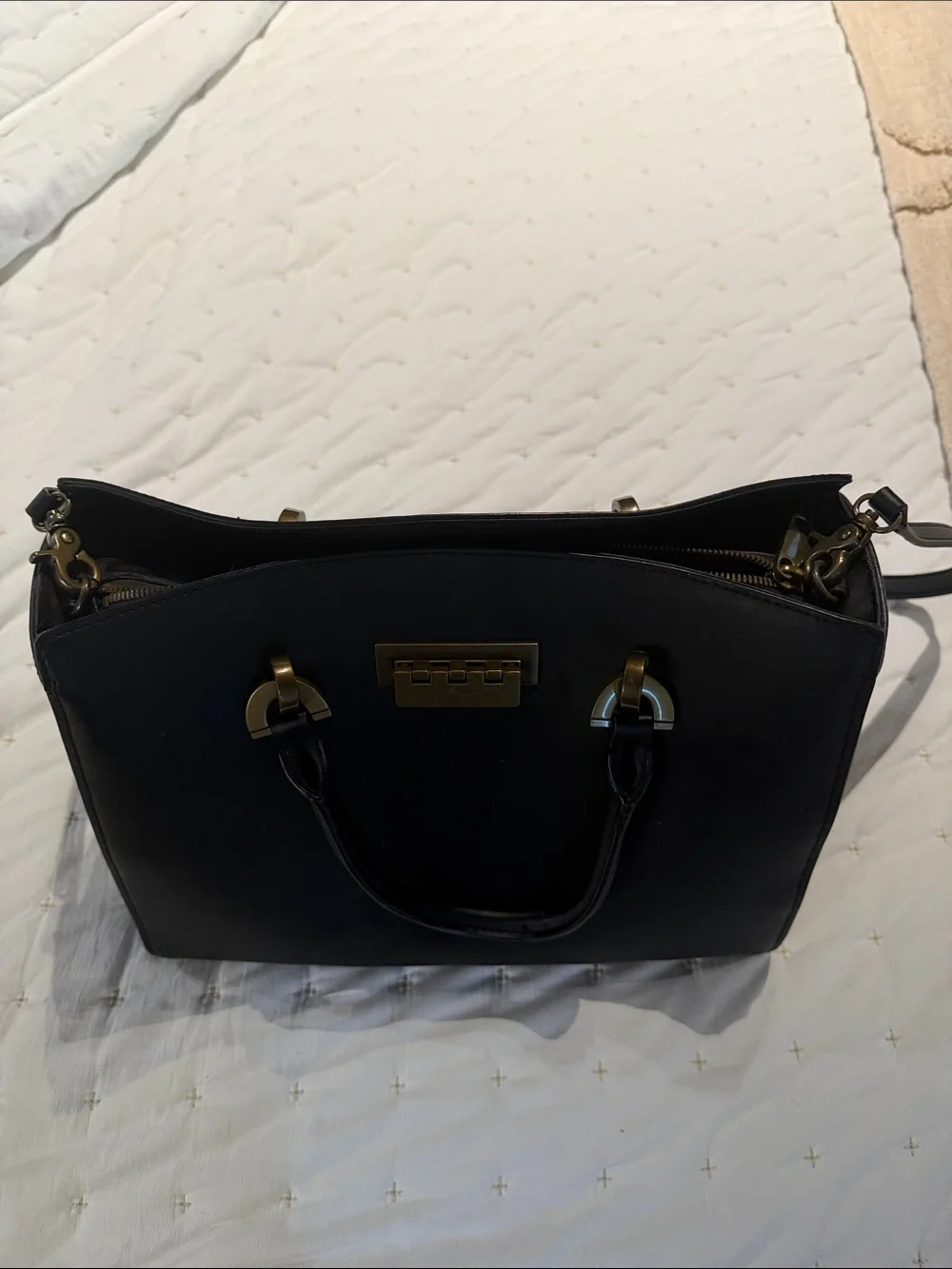 Zac Posen Black Satchel with Gold Hardware